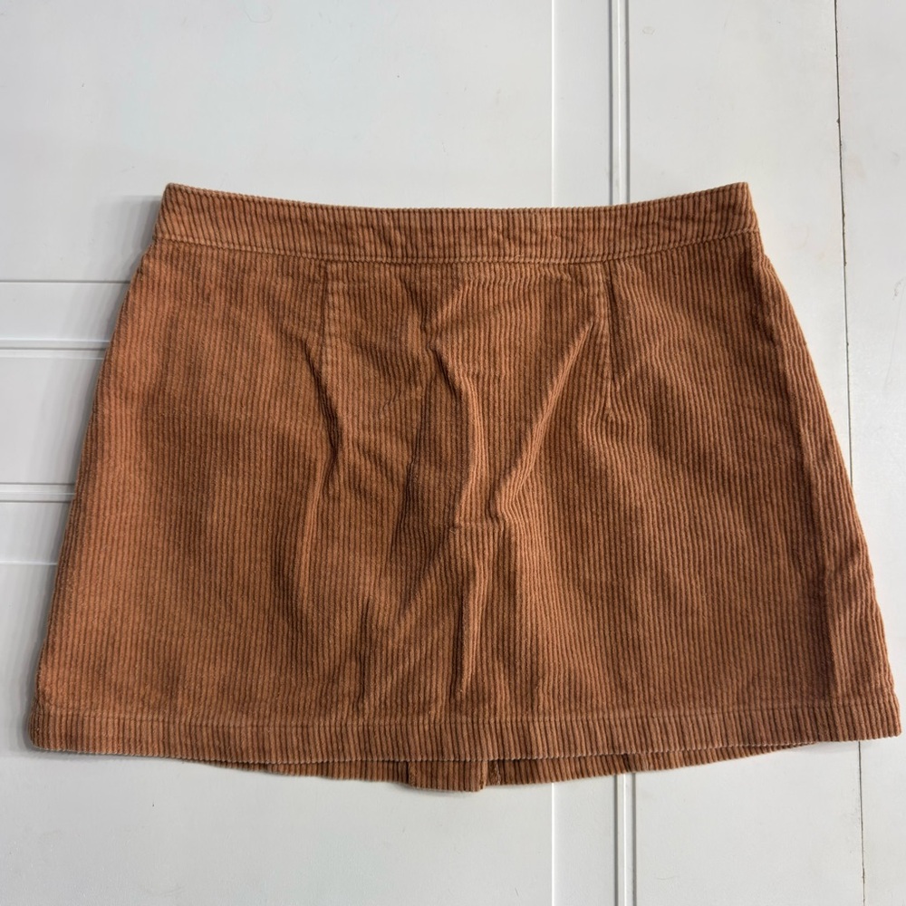 Chloe & Katie Women’s Sz L Khaki Corduroy Button Up Mini Skirt Cotton Pockets - Picture 4 of 5